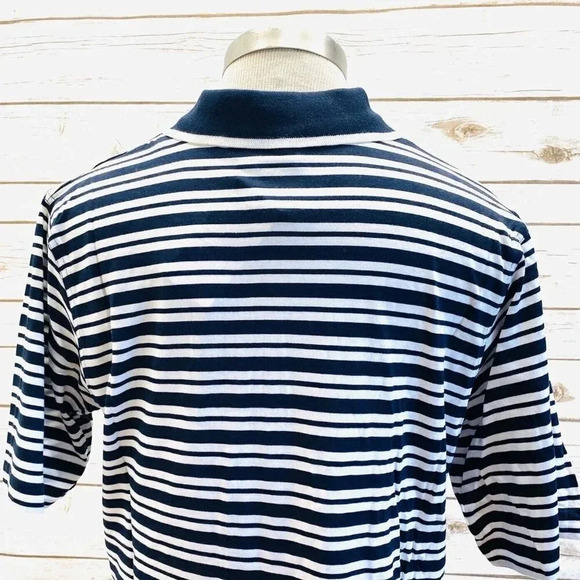 FABER Men Short Sleeve Collared Blue/White Striped Polo Style Shirt Sz Large 36 - Picture 8 of 12